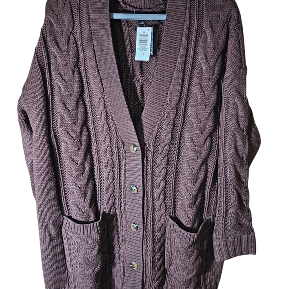 torrid Sweaters - NWT Torrid Chocolate Brown Cable Knit Cardigan